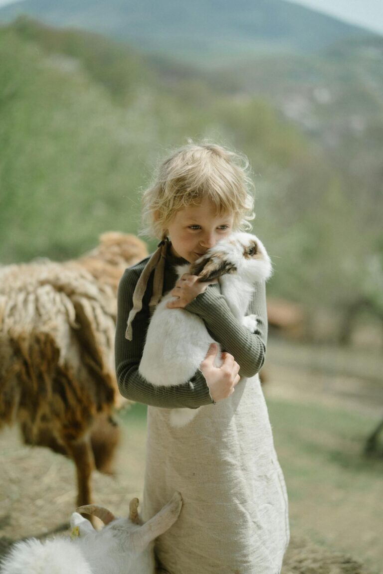 Kids and Bunnies on the Farm